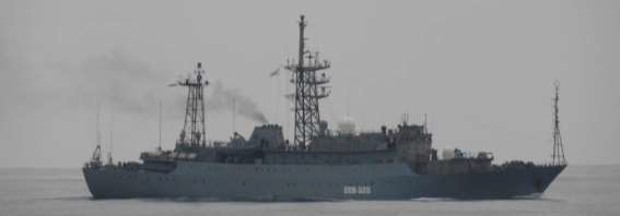 ロシア軍の情報収集艦が久米島の西の海域を航行（3月30日、ヴィシニャ