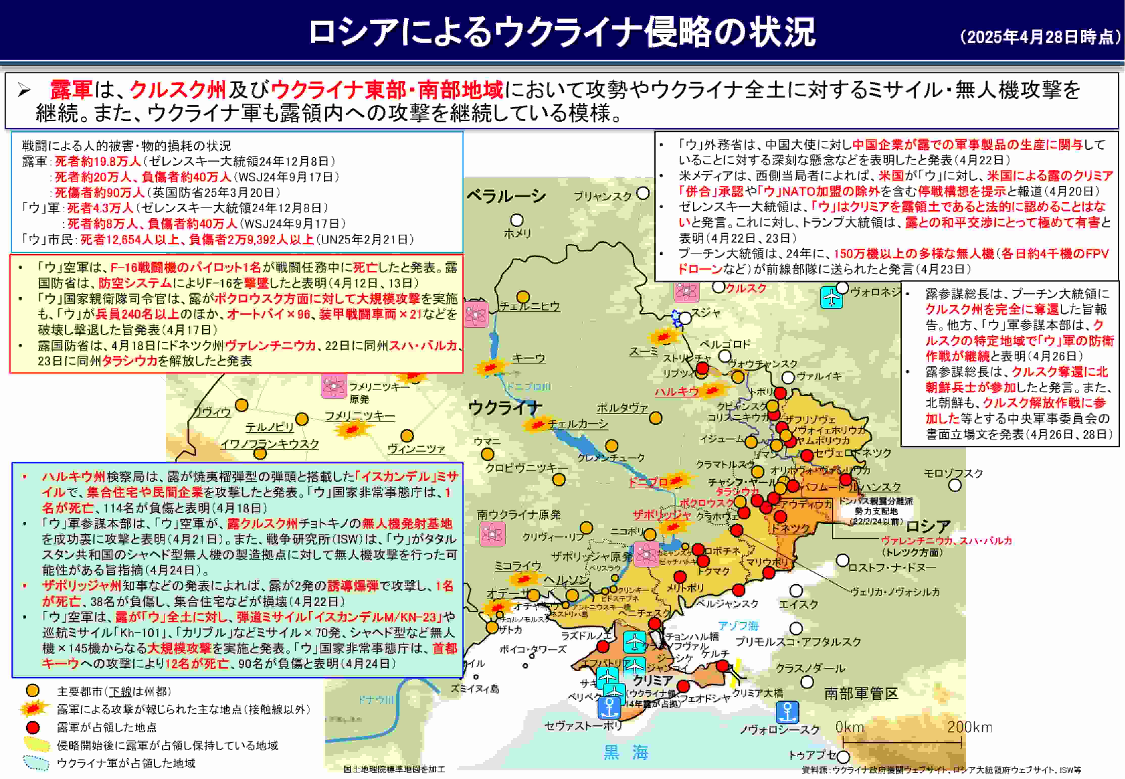 ロシア軍によるウクライナ侵略の状況 4月28日 防衛省まとめ｜Jディフェンスニュース（自衛隊・防衛省のニュース）
